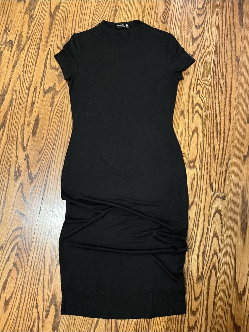 Popular Basics Black Short-Sleeve Midi Bodycon Dress
